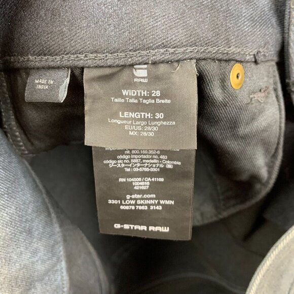 G Star Raw Womens Pants 28 Gray Blue Waxed Jeans 3301 Low Skinny Glitter 28x29 - Picture 7 of 13